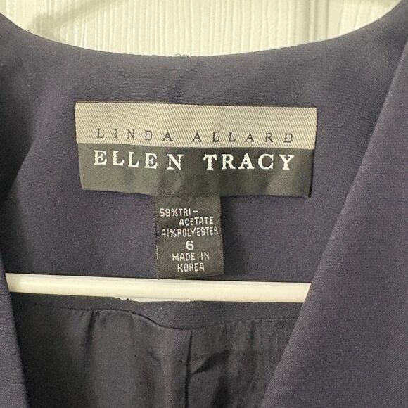 Linda Allard Ellen Tracy Women’s Blazer – Navy Blue with White Trim, Size 6 - Picture 3 of 5